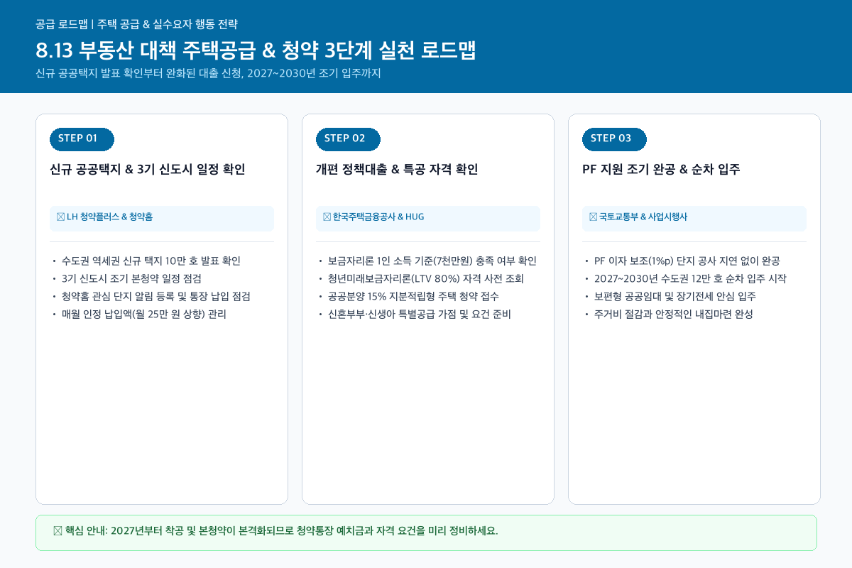 8.13 부동산 대책 주택공급 및 정책대출 3단계 추진 로드맵 카드뉴스