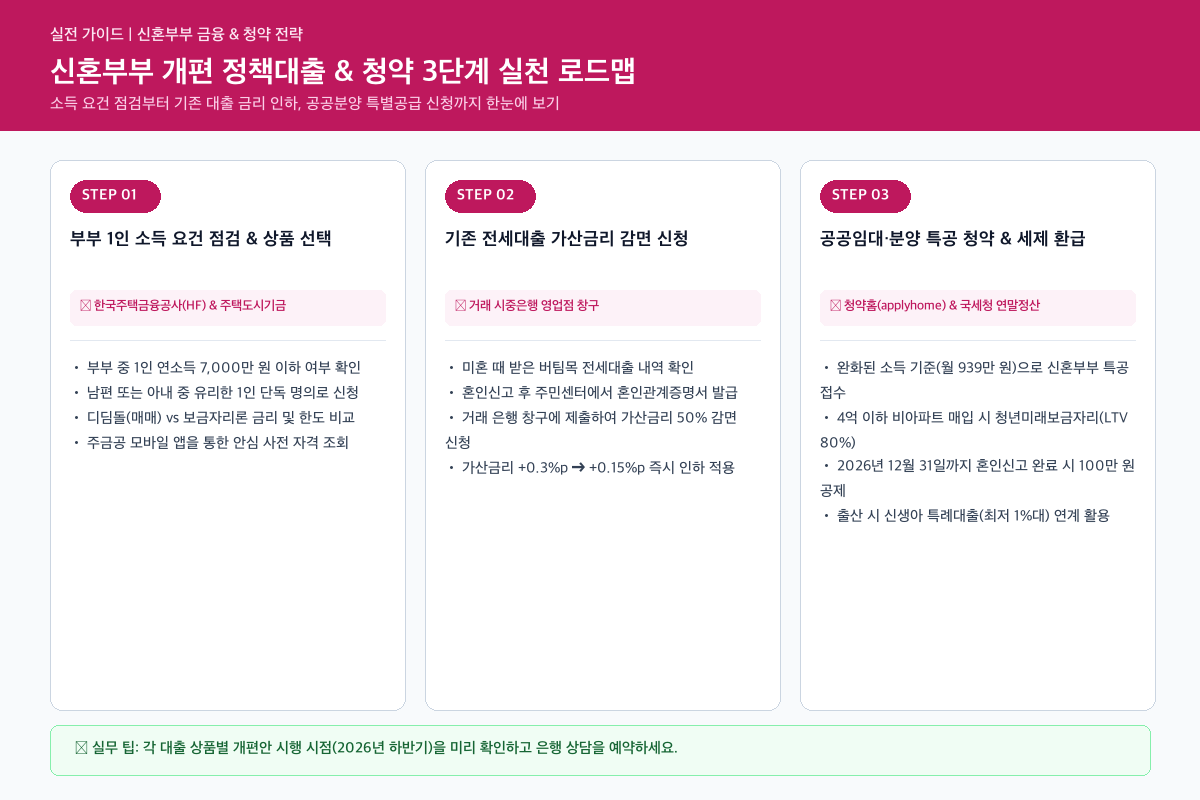 신혼부부 결혼 페널티 정책대출 및 청약 3단계 활용 로드맵 카드뉴스