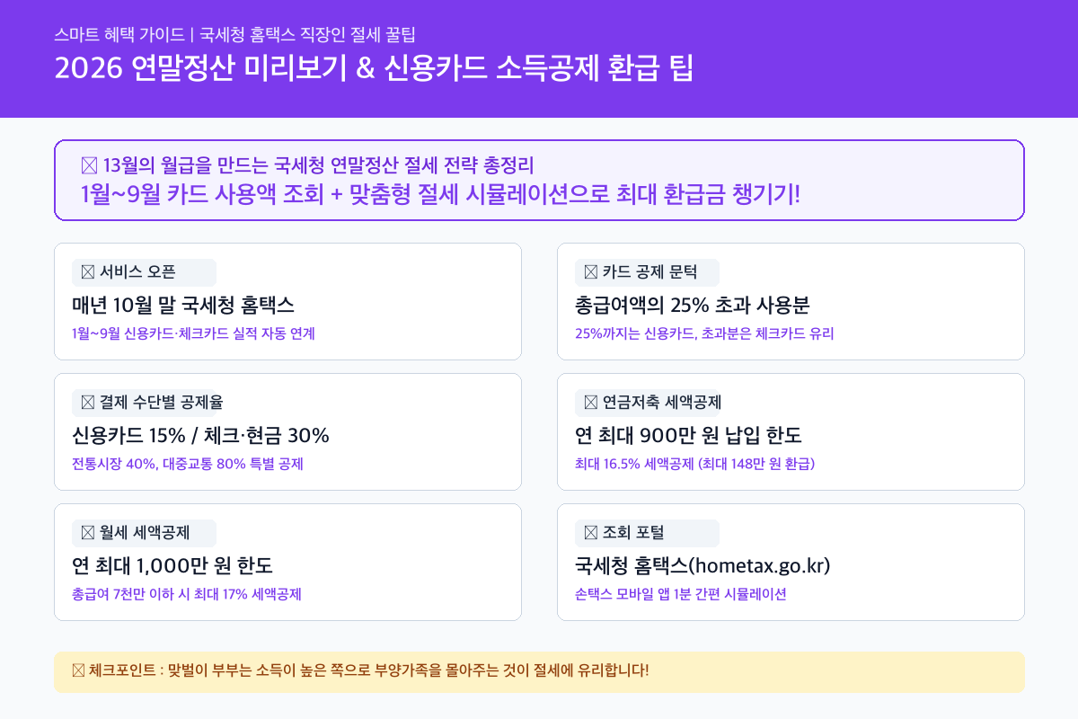연말정산 미리보기 핵심 혜택 및 신청조건 인포그래픽 카드뉴스