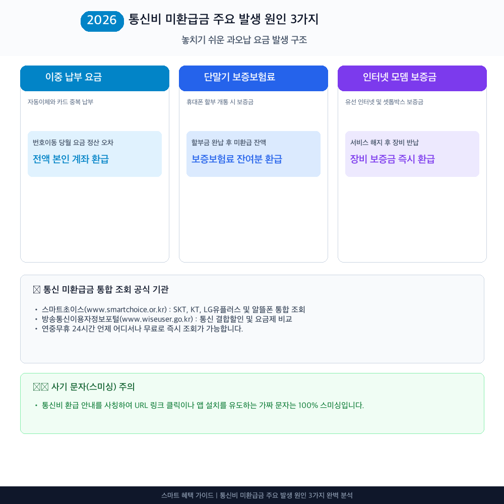 통신비 미환급금 주요 발생 원인 3가지 인포그래픽 카드뉴스
