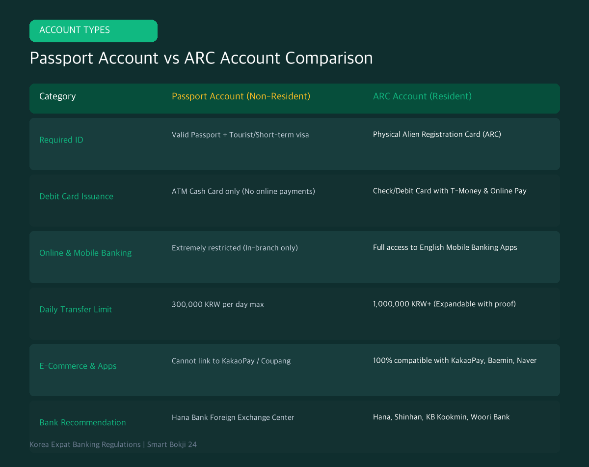 open bank account in Korea for foreigners comparison table