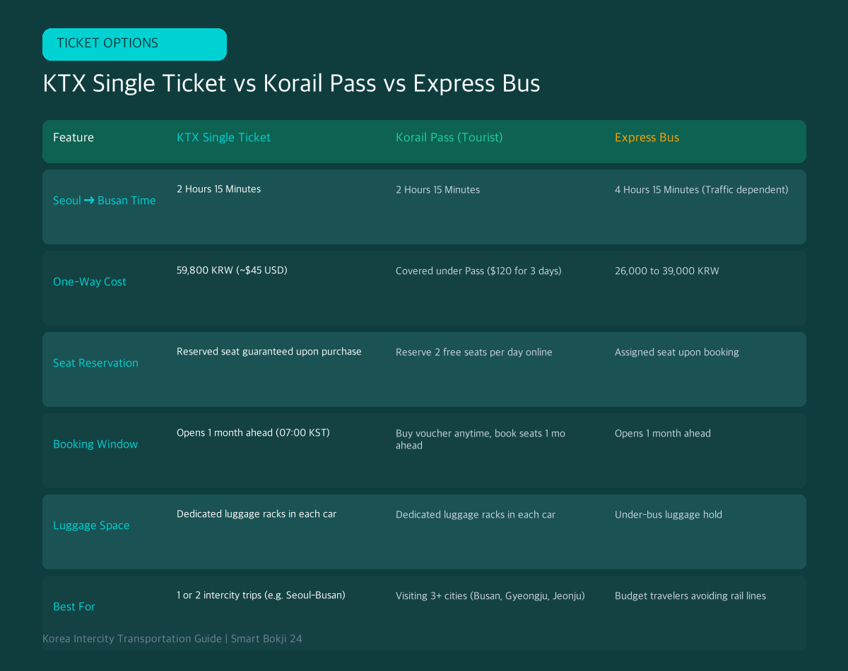 buy KTX train tickets Korea foreigners single ticket vs Korail Pass