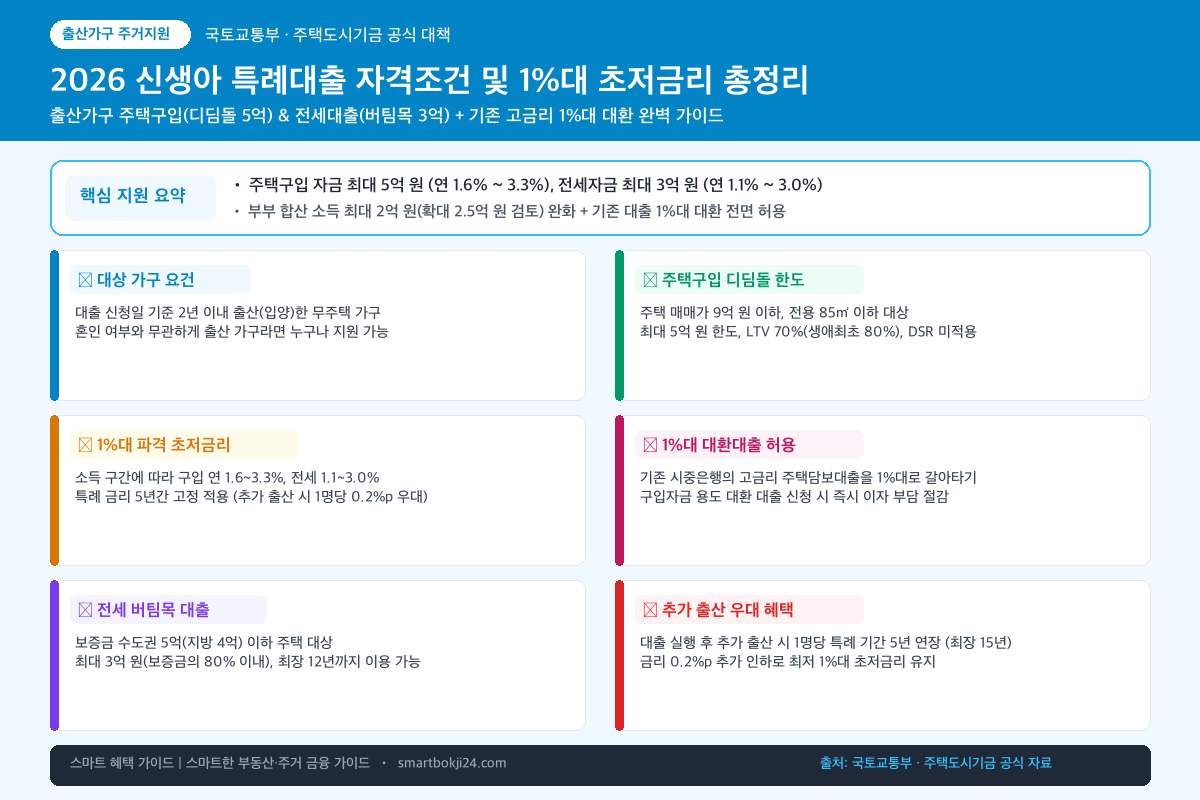 신생아 특례대출 핵심 지원 요약 및 분석 인포그래픽 카드뉴스