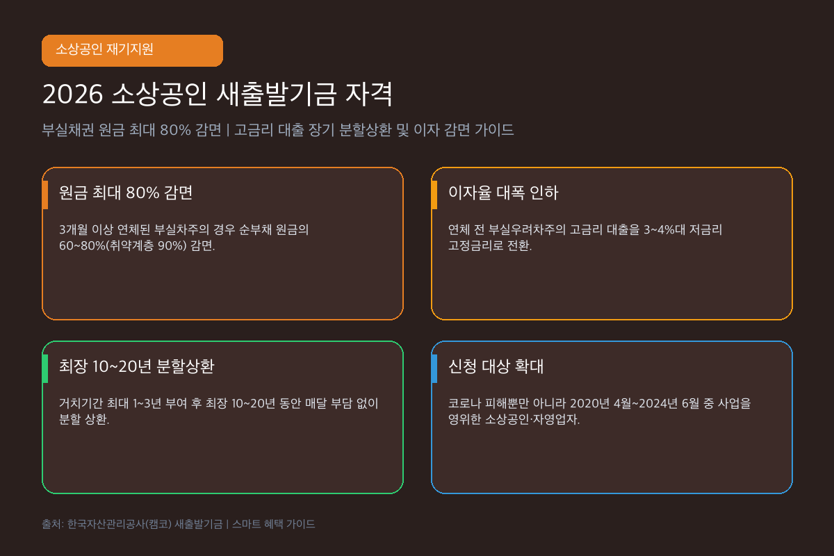 2026 새출발기금 부실차주·부실우려차주 채무조정 비교 인포그래픽