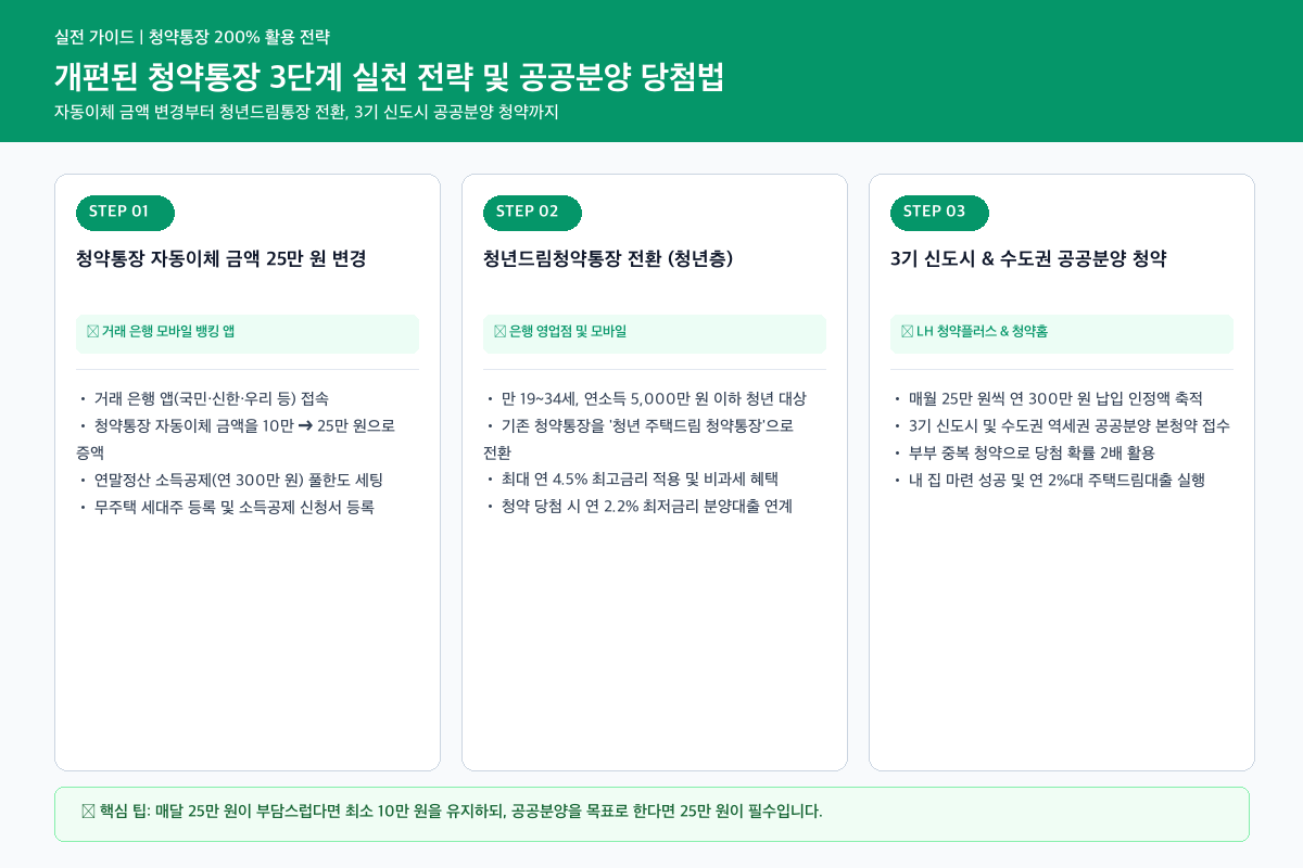 청약통장 개편 3단계 실천 로드맵 및 신청 프로세스 카드뉴스